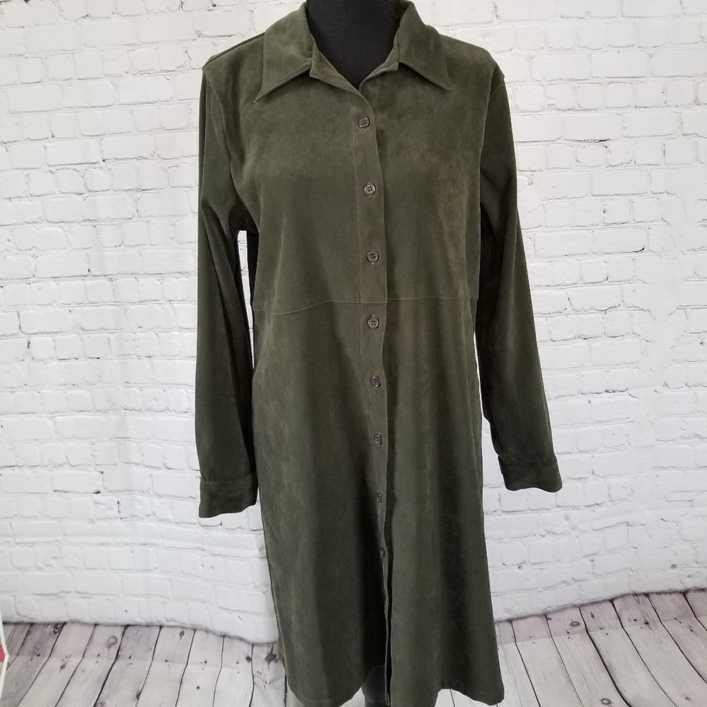Herman Geist  12 olive green suede shacket vintage